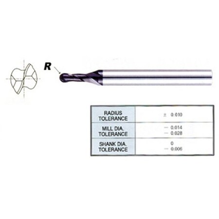 Yg-1 Tool 2 Flute Miniature Ball Nose X-Power Carbide - Metric 93424